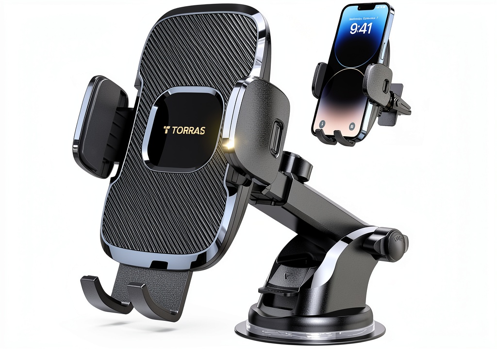 TORRAS phone holder mounted on a car dashboard