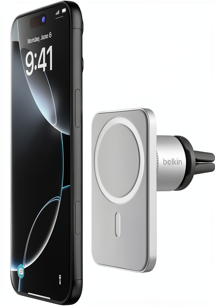 Belkin MagSafe Car Vent Mount installed in a vehicle vent