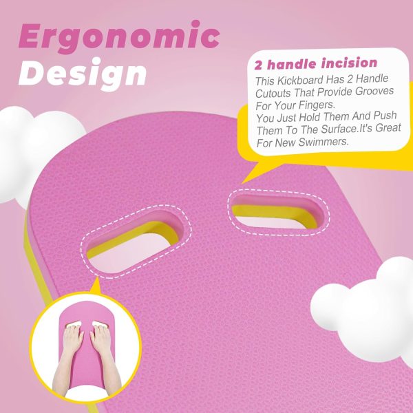 biguphate Swimming Kickboard Pink EVA Foam KB001 17.7x10.6x1.1 in-3
