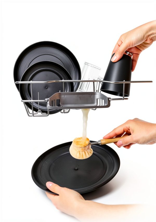 Quatish 24 Piece Plates & Bowls Set for 6 – Unbreakable Black Plastic-3